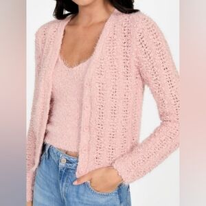 Guess Eco Beach Open-Knit Cardigan and Top in Pink